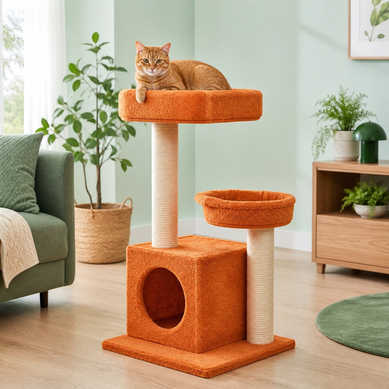 Cozy Cat House in a bright living room